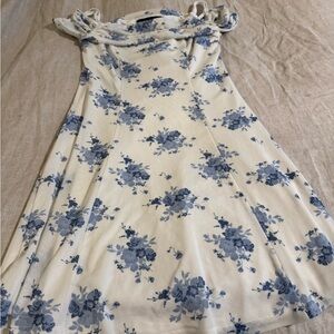 Cider White and Blue Floral Mini Dress